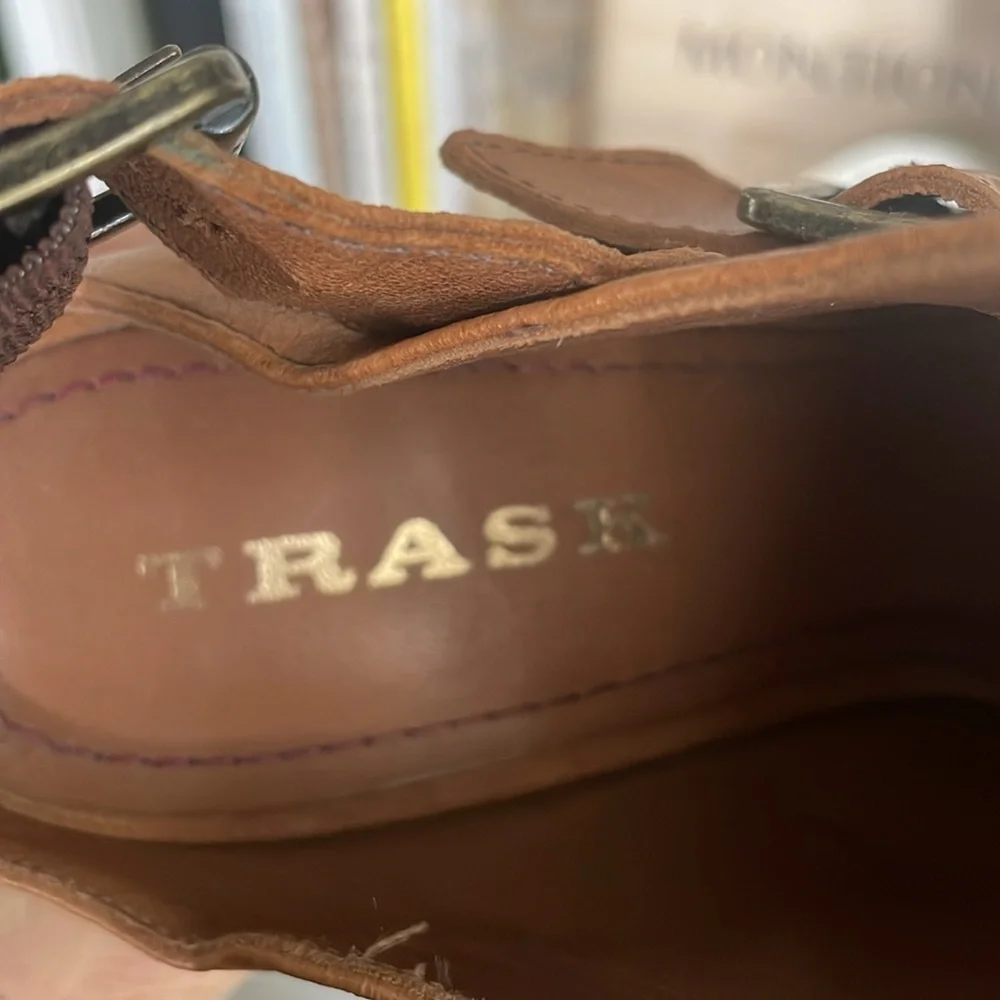 TRASK bison leather peep toe shoes - Picture 5 of 7